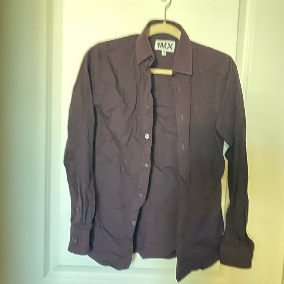 Men’s 1MX EXPRESS *Extra Slim Fit Plum Dress Shirt - Picture 2 of 4
